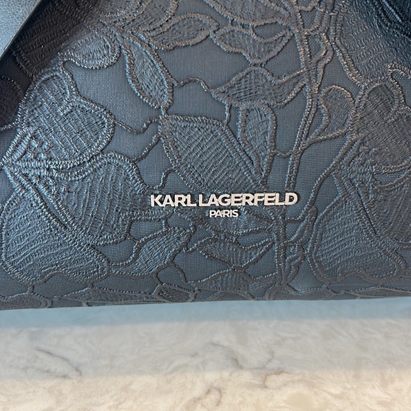 Karl Lagerfeld Paris Kris Satchel - Iconic Big Bow and Floral Charm - Chic Black - Picture 3 of 8